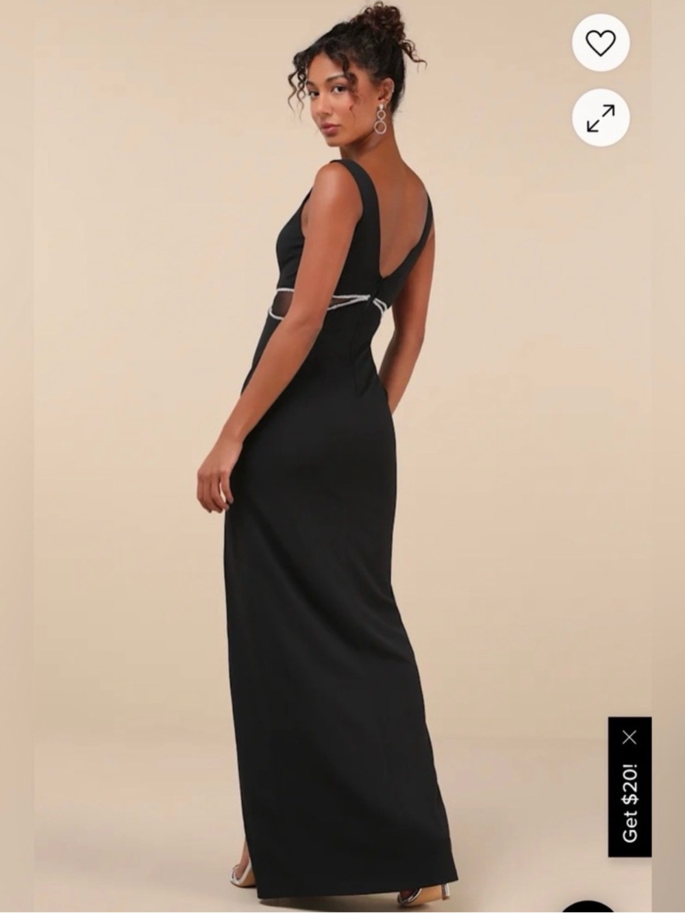 Lulu’s Black Evening Gown with Side Slit - Picture 2 of 3